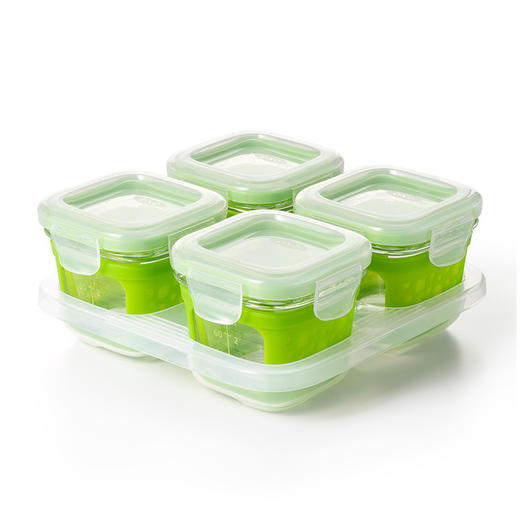 OXOOXOtot奥秀带硅胶套玻璃食品储存盒（绿色）61115300 商品图0