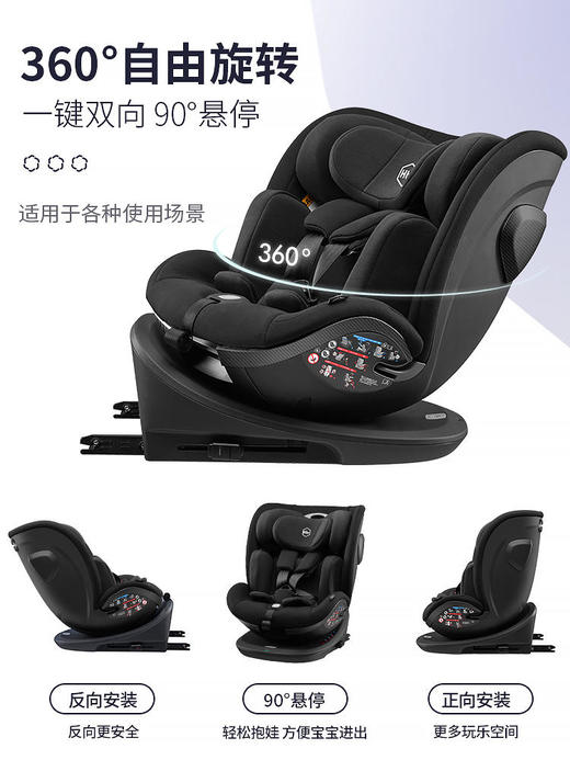 HBR虎贝尔S360儿童安全座椅0-7-9岁车载isofix360度旋转婴儿宝宝 商品图0