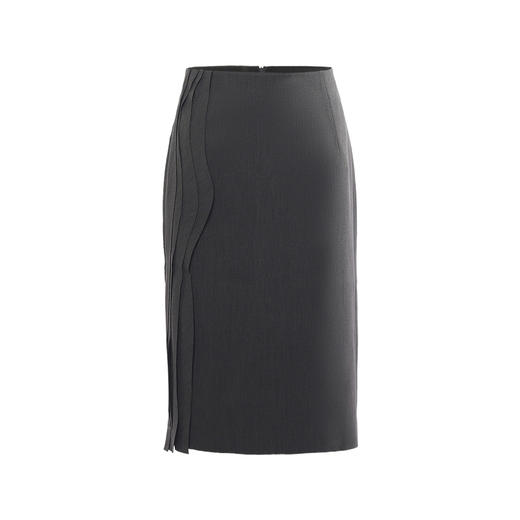 【法斯法戴雅】立体层次裁片拼接烟灰色修身半裙/000115 商品图4