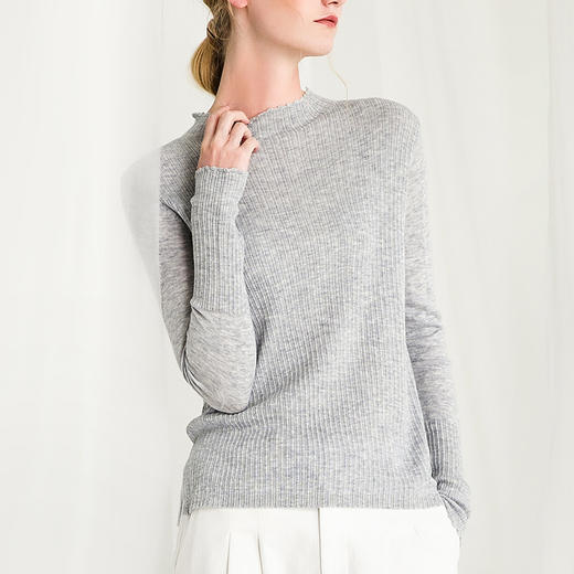 Famecoco范可儿坑条针织衫优雅秋冬季修身打底衫F218DB009 商品图3
