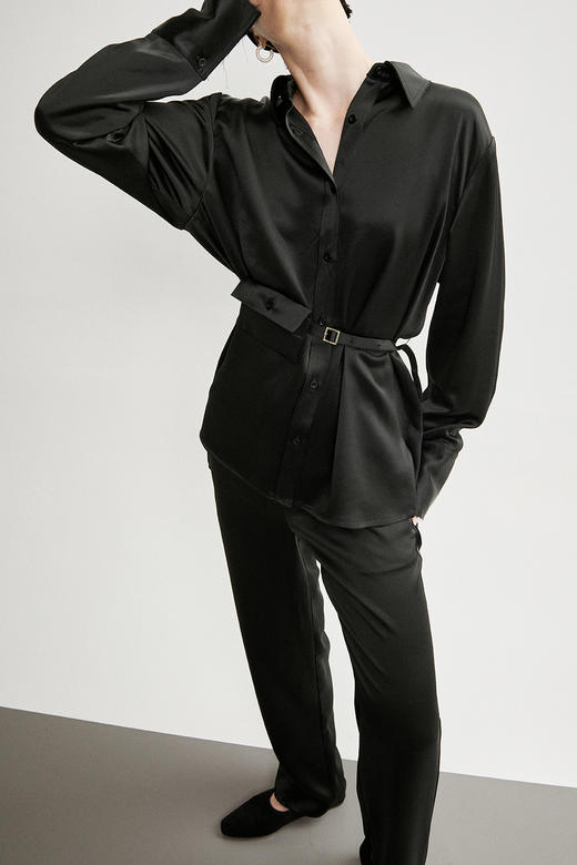 Viktoria Chan | PF21002 Ellery satin trousers [垂坠长裤 黑色/香槟] 商品图2