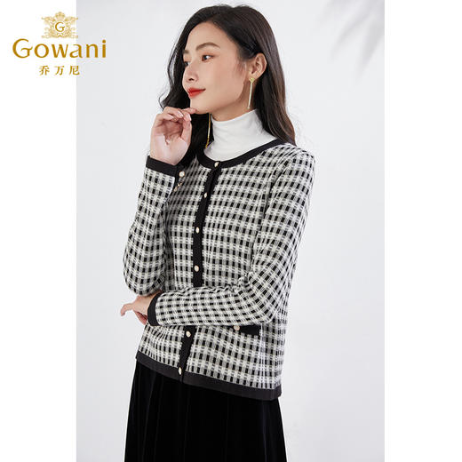 乔万尼千鸟格针织开衫小香风外套EI3M263 商品图1