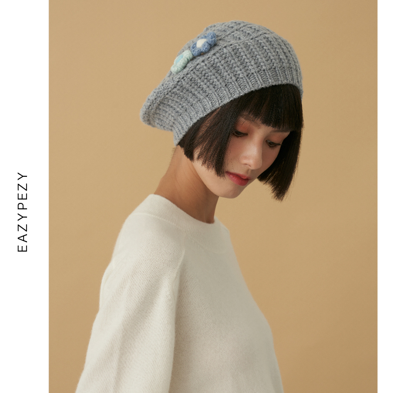 EAZYPEZY  棒针羊绒羊毛贝雷帽