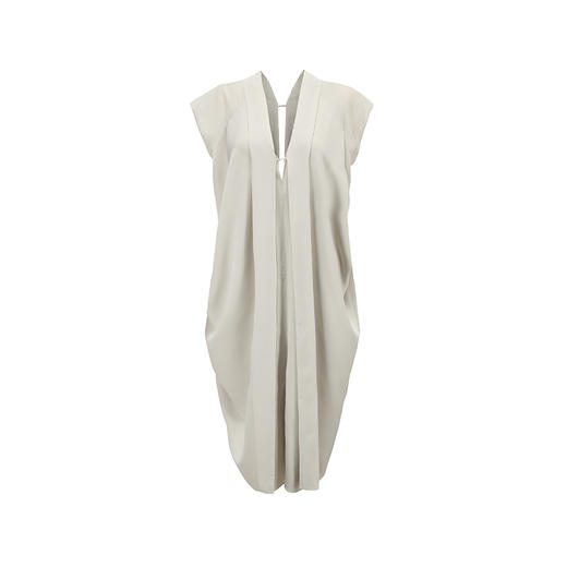 【云淡轻拂】云母绿立裁垂褶V领飘带落肩收腰连衣裙/0000745 商品图4