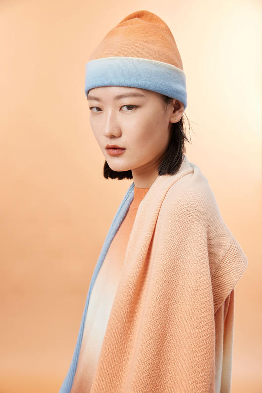  双面渐变色羊绒针织帽 SJF93P394N 商品图2