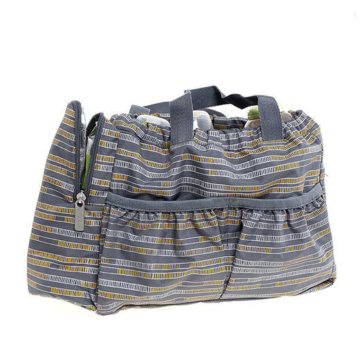 LASSIGGoldLabel系列妈咪包-单肩包麻灰条LASCLSB140 商品图3