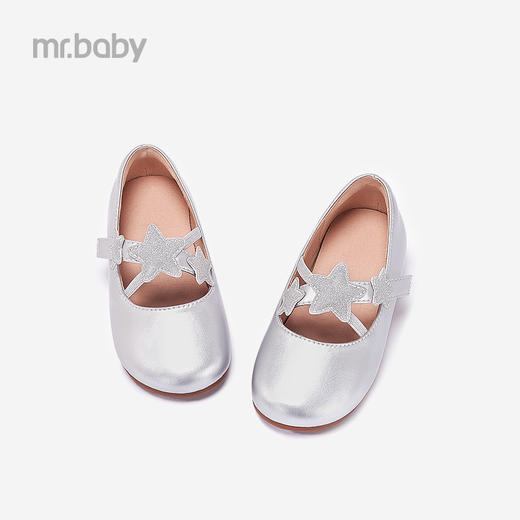 mrbaby女童皮鞋 2021春秋新款纯色星星魔术贴演出鞋 软底小公主鞋 商品图0
