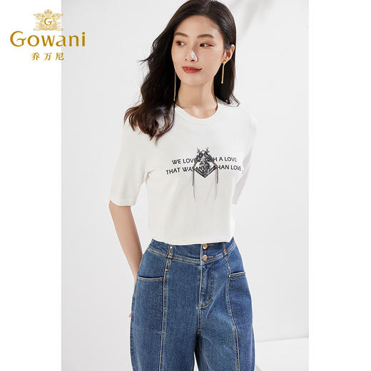 乔万尼基础圆领短袖针织衫上衣T恤EI3M223 商品图1