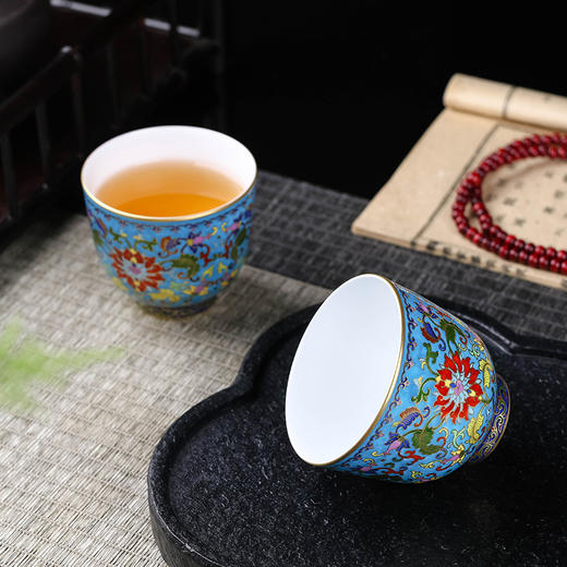 蓝地金丝珐琅直口杯 商品图1