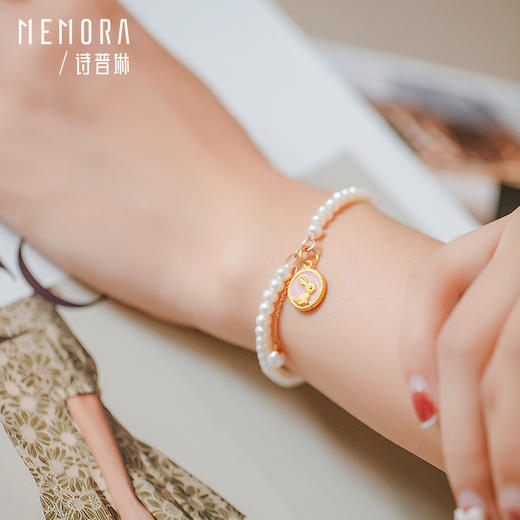 诗普琳黄金玉兔吊坠中秋送礼足金粉兔子送女友玉兔转运珠HP436401 商品图6