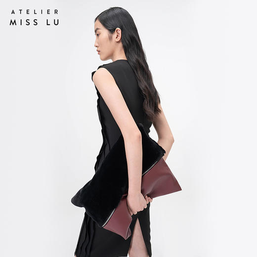 【曜】立体层次裁片拼接黑色修身连衣裙/0000760A 商品图3