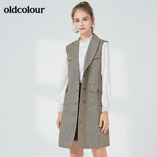 oldcolour秋季商场同款时尚百搭收身中长款马甲女N33104376 商品图2