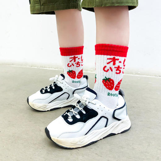 【4双装】儿童春秋新款袜子运动袜时尚字母袜子男女童中筒袜街头韩范潮 商品图2