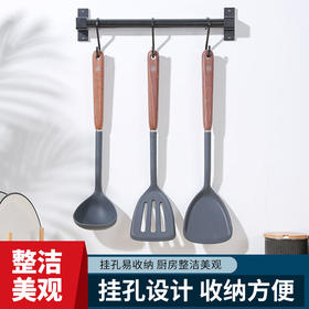  双枪 胡桃木柄硅胶勺铲