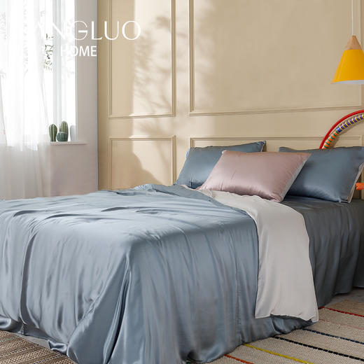 【卢璐说专享】真丝四件套高颜值一床两用SANGLUO桑罗双色拼接床品 商品图3