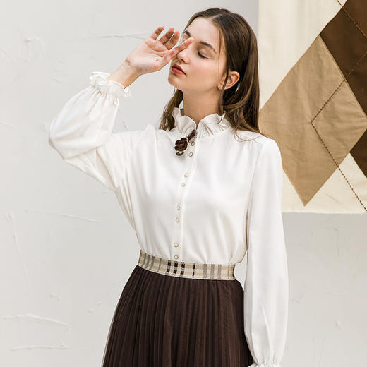 famecoco范可儿法式气质衬衫女设计感小众别致上衣甜美F218BH004 商品图3