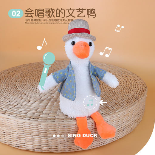 网红沙雕复读鸭抖音同款加油鸭会唱歌学舌电动音乐毛线公仔玩具 商品图2
