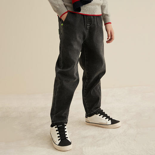 【童装黑色牛仔裤】21年秋冬男童黑色牛仔裤时尚小直筒休闲裤子 商品图1
