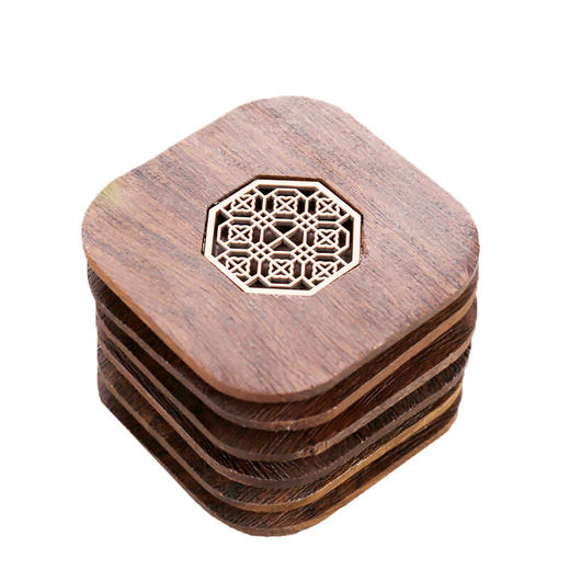 台隆金黑檀八角窗花杯垫（6片） 商品图0