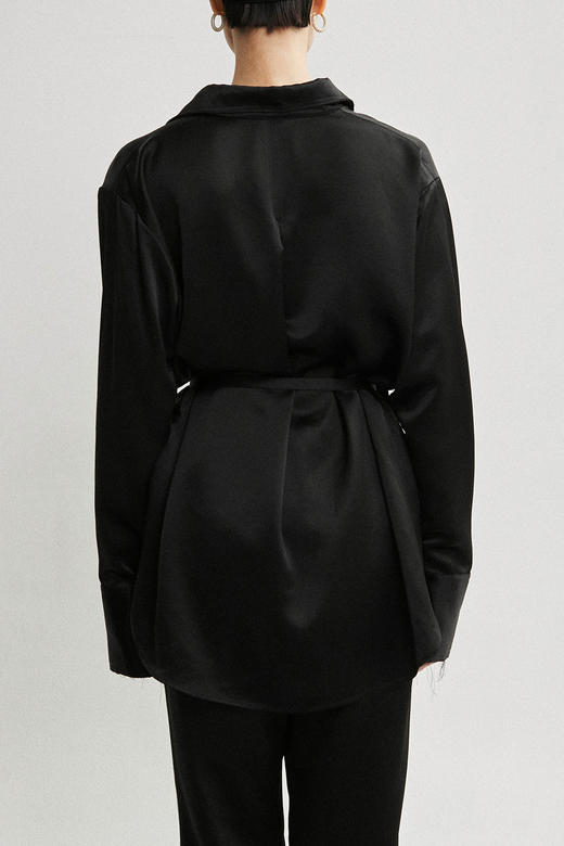 Viktoria Chan | PF21001 Ellery satin shirt [长袖衬衫 黑色/香槟] 商品图4