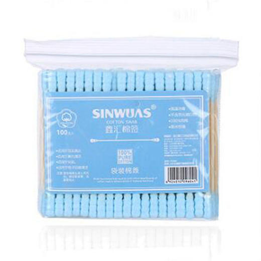 【棉签】100支装 卫生棉棒木棒/双头卸妆卫生棉签 掏耳朵化妆棉花棒棒 商品图2