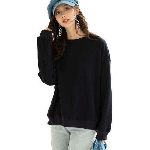 【服饰鞋包】新款宽松bf慵懒风卫衣女韩版简约气质套头外搭上衣 商品图4