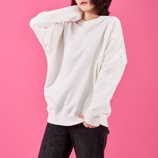 【卫衣】加绒加厚卫衣女秋冬季新款保暖韩版圆领纯色宽松女士套头卫衣外穿 商品图2