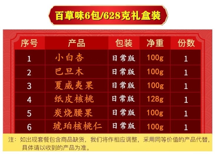 全坚果6包628克51.1