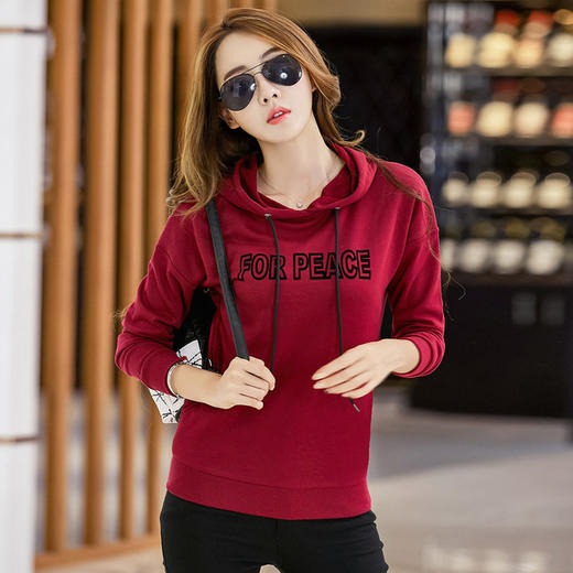 【卫衣女】女装新品秋季新款中长款宽松连帽套头卫衣女长袖学生上衣外套 商品图3