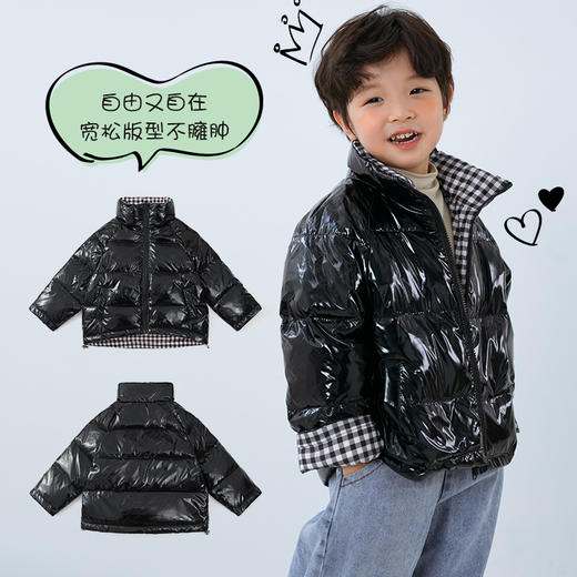 【胖胖象品牌童装】冬季新款儿童羽绒服双面可穿90%白鸭绒含绒量100-150码防水防污儿童羽绒服聚 商品图3