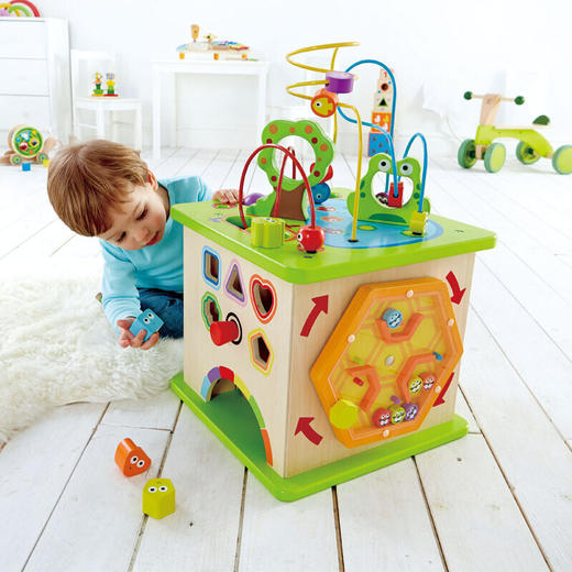 德国(Hape)儿童玩具益智玩具1-3-6岁百宝箱绕珠串珠拼搭拼插五合一开心农场游戏盒新年礼物1岁+ E1810 商品图6