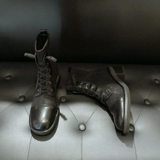 lfgj jeans BM518 牛皮牛仔布拼接短靴 商品图2