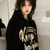 黑色连帽卫衣女春秋薄款宽松ins潮美式街头oversize慵懒bf风上衣七夕情人节 商品缩略图3