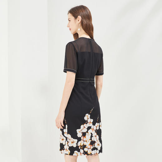 QF86C斯尔丽瑟俪2021年夏季上新短袖带钻修身定位印花连衣裙 商品图1