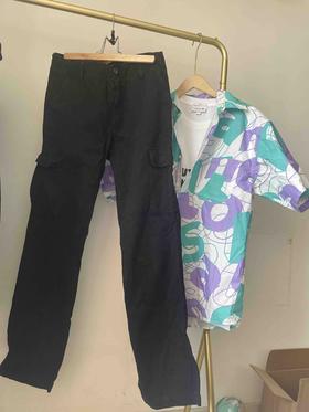 好东西！意大利小众品牌Hoxitalia男款黑色做旧牛仔裤口袋工装裤