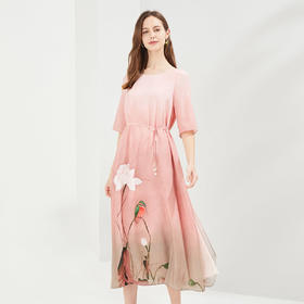 LB8D9斯尔丽瑟俪2021年夏季上新改良版中式定位花长裙女士连衣裙