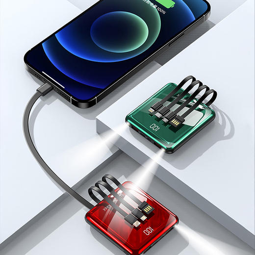 手机无线充电器 手机大容量充电宝+4根充电线 商品图5