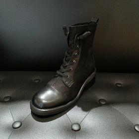 lfgj jeans BM518 牛皮牛仔布拼接短靴