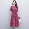 JXG-棉麻连衣裙女中长款2021春装新款长袖打底裙宽松文艺复古印花长裙 商品缩略图2
