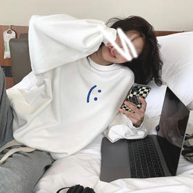 韩版圆领字母印花卫衣女秋冬薄款慵懒风宽松显瘦长袖无帽上衣七夕情人节