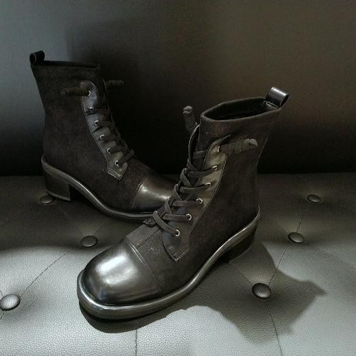 lfgj jeans BM518 牛皮牛仔布拼接短靴 商品图5