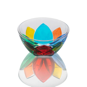 彩绘艺术玻璃 意大利原产ZECCHIN多彩莲花造型玻璃甜点碗沙拉碗