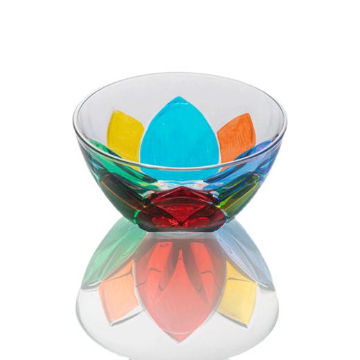 彩绘艺术玻璃 意大利原产ZECCHIN多彩莲花造型玻璃甜点碗沙拉碗 商品图0