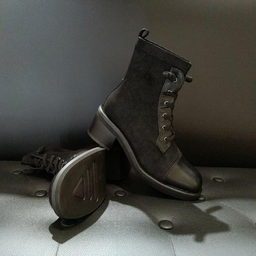 lfgj jeans BM518 牛皮牛仔布拼接短靴 商品图3