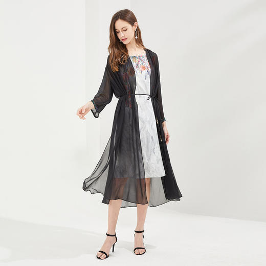 PG88E瑟俪2021新款宽松休闲优雅中式烫钻两件套舒适连衣裙 商品图3