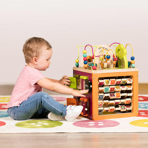 1-3岁 | 美国B-toys 比乐木立方玩具百宝箱多功能开心农场绕珠儿童启蒙早教玩具 商品图0