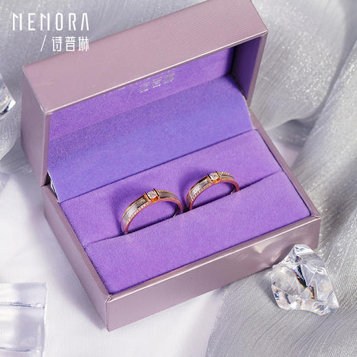 时光印记系列18K彩金情侣对戒钻石结婚戒指DL0611/DL0612 商品图8