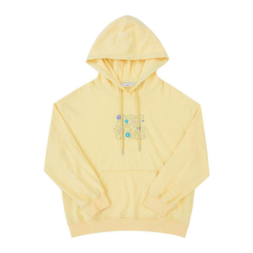 【卫衣】奶黄色刺绣卫衣连帽抽绳上衣休闲宽松百搭秋新款女W9235 商品图4