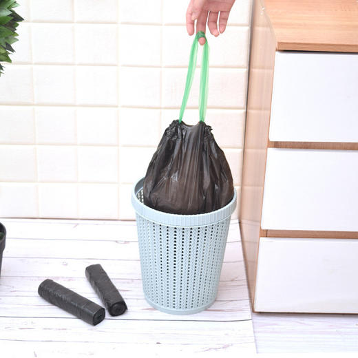 【日用百货】抽绳垃圾袋点断式手提垃圾袋自动收口加厚厨房穿绳塑料袋 商品图3