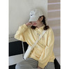 【卫衣】奶黄色刺绣卫衣连帽抽绳上衣休闲宽松百搭秋新款女W9235 商品缩略图3